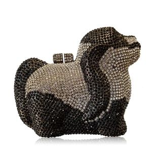 Silver Puppy Crystal Clutch